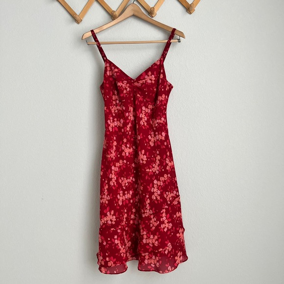 Ann Taylor Loft Red Floral Tank Top Dress Size 6 - Picture 1 of 7
